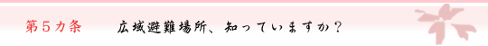 第5カ条　広域避難所、知っていますか？