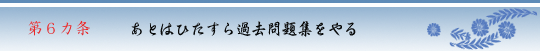 第６カ条　知らない言語第６カ条　あとはひたすら過去問題集をやる